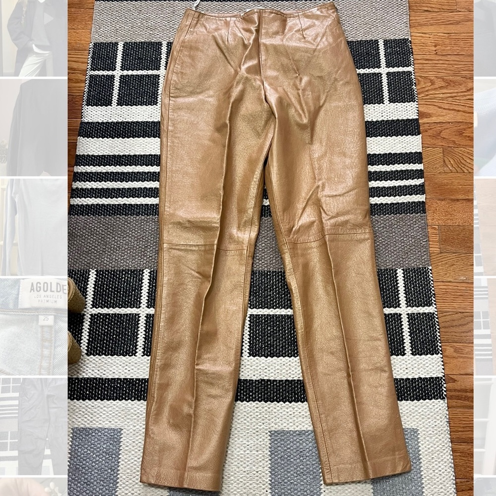 Leather vintage beige pants size 6 fits like xs/s high waisted